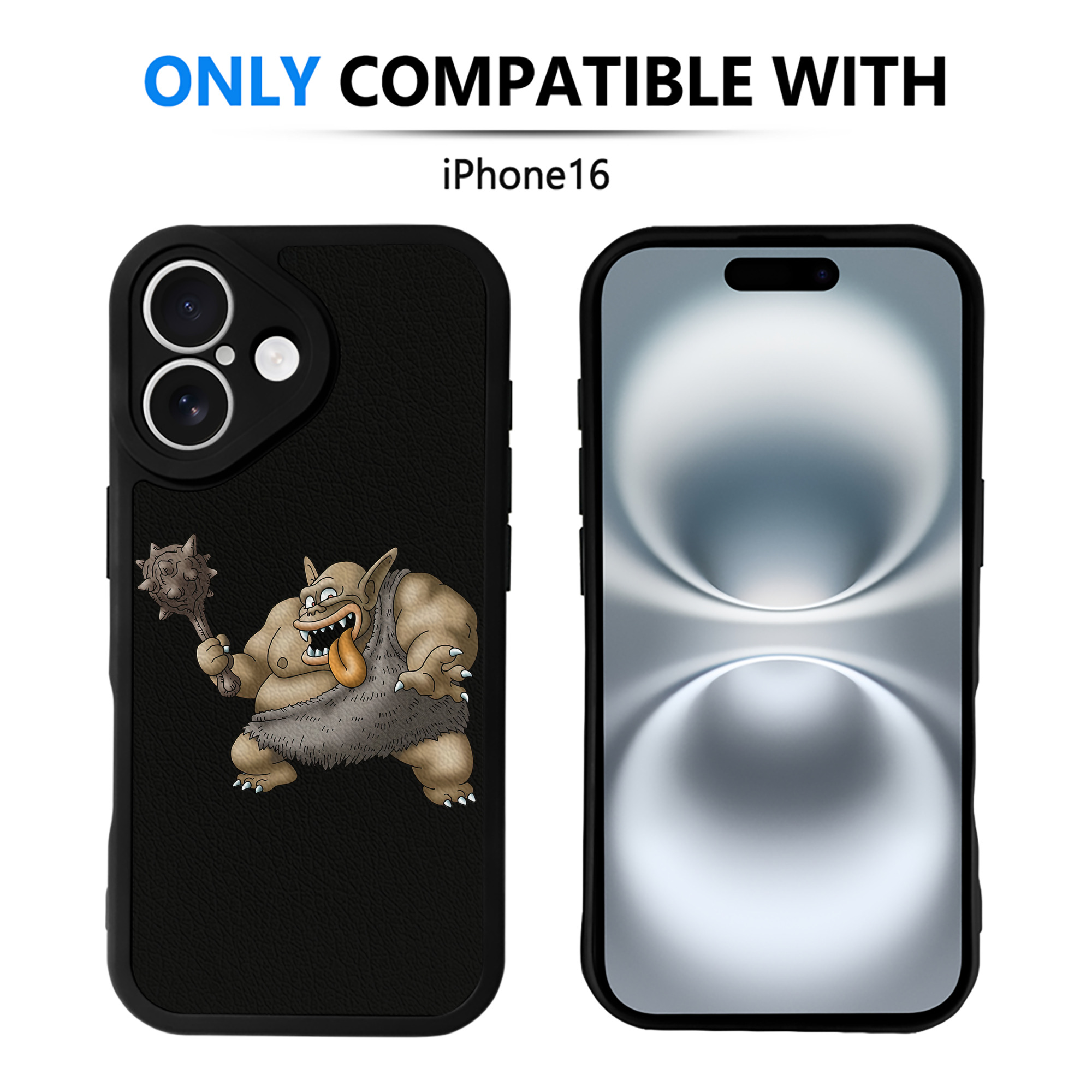 （画像用） ドラゴンクエスト Doragon Kuesuto Dragon Quest 【iPhone 16シリーズ対応】シリコンスマホケース（レザー調） 材質：シリコン